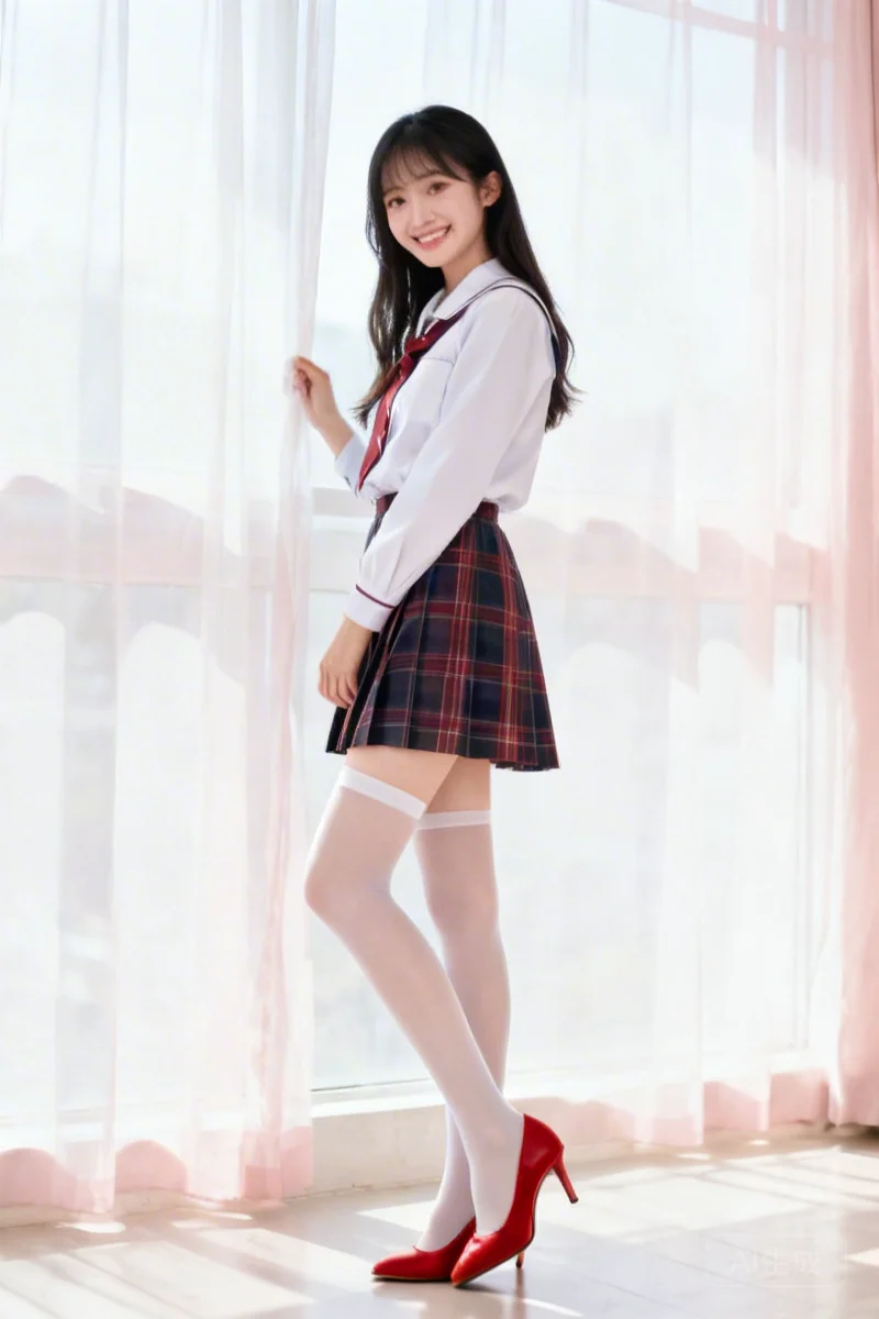 Full-body Asian Beauty in JK Uniform