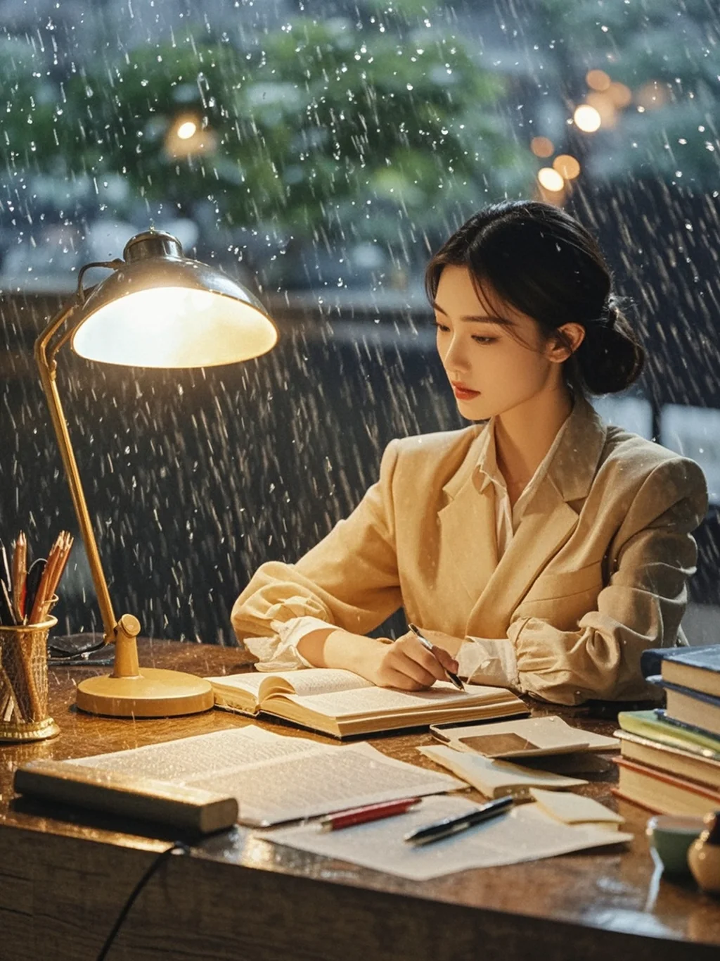 Late-night Rain Study Session