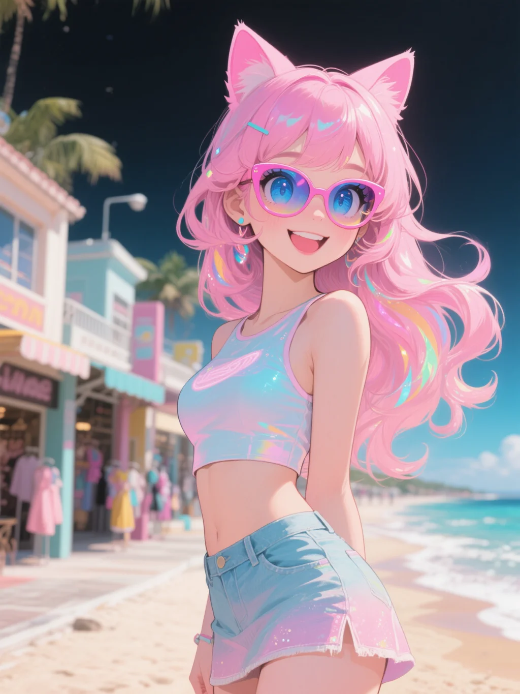 ピンクの猫耳少女