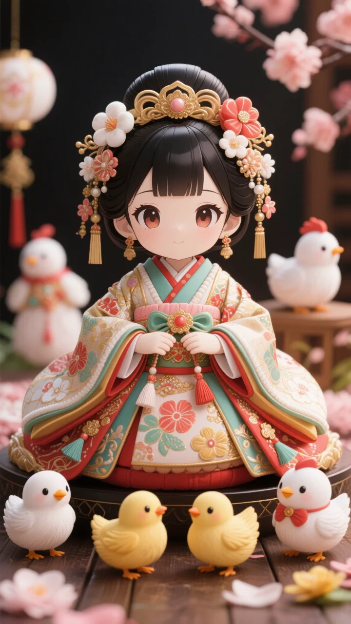 ひな人形とひよこ
