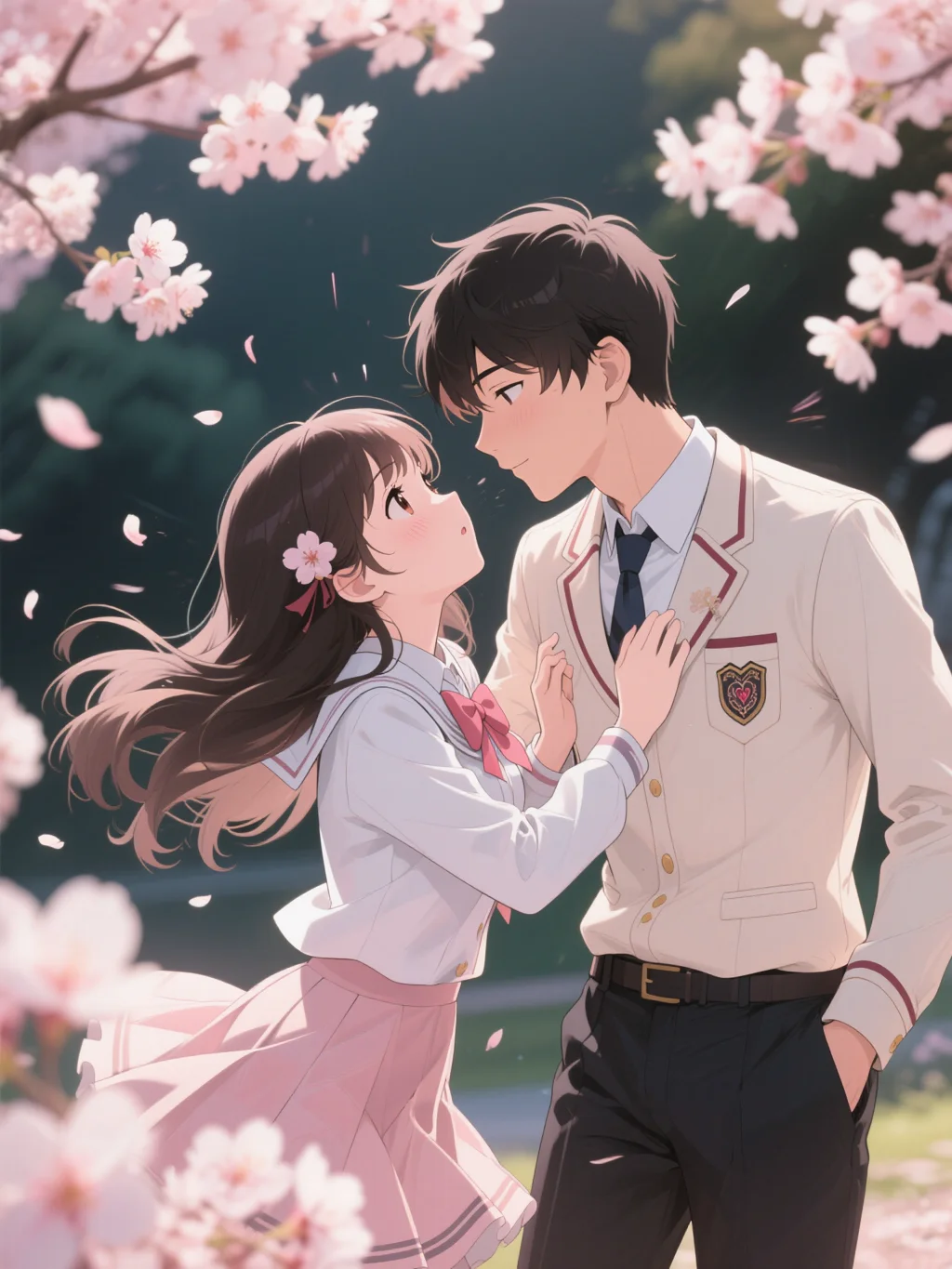 桜の下での運命の出会い