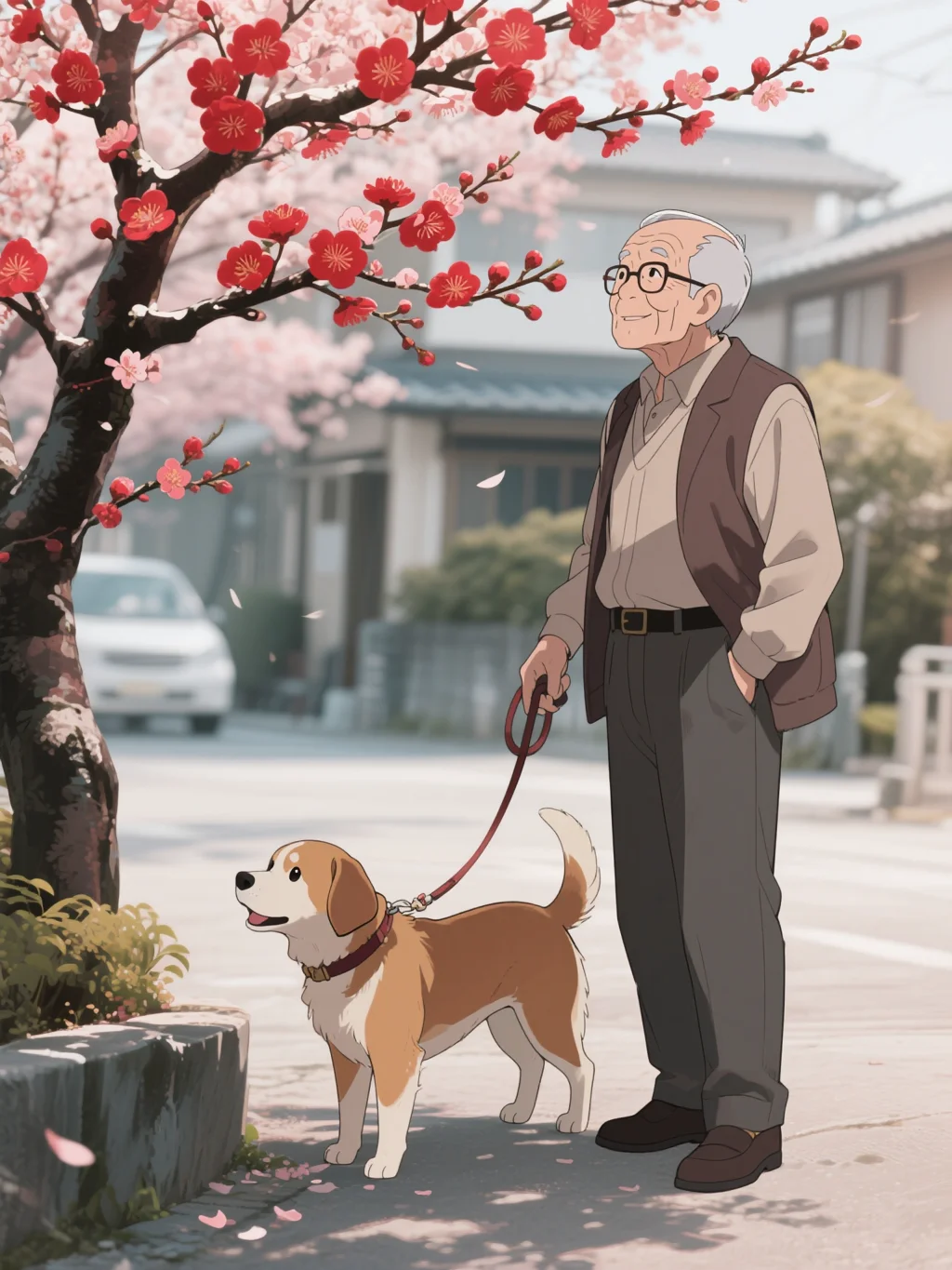 梅の花と散歩
