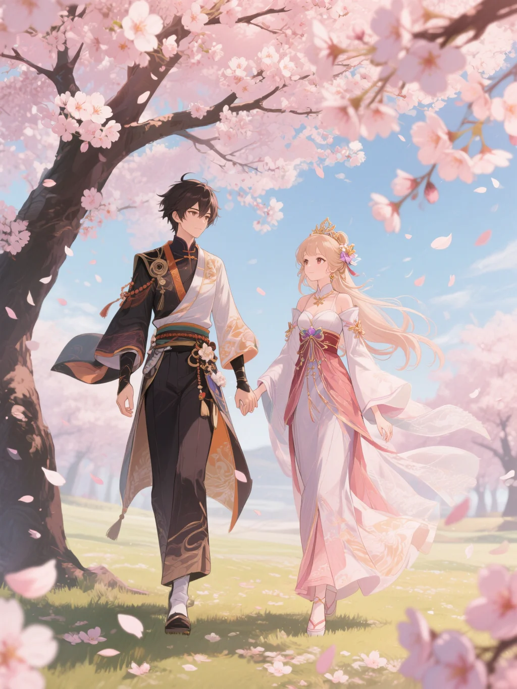 桜の下で