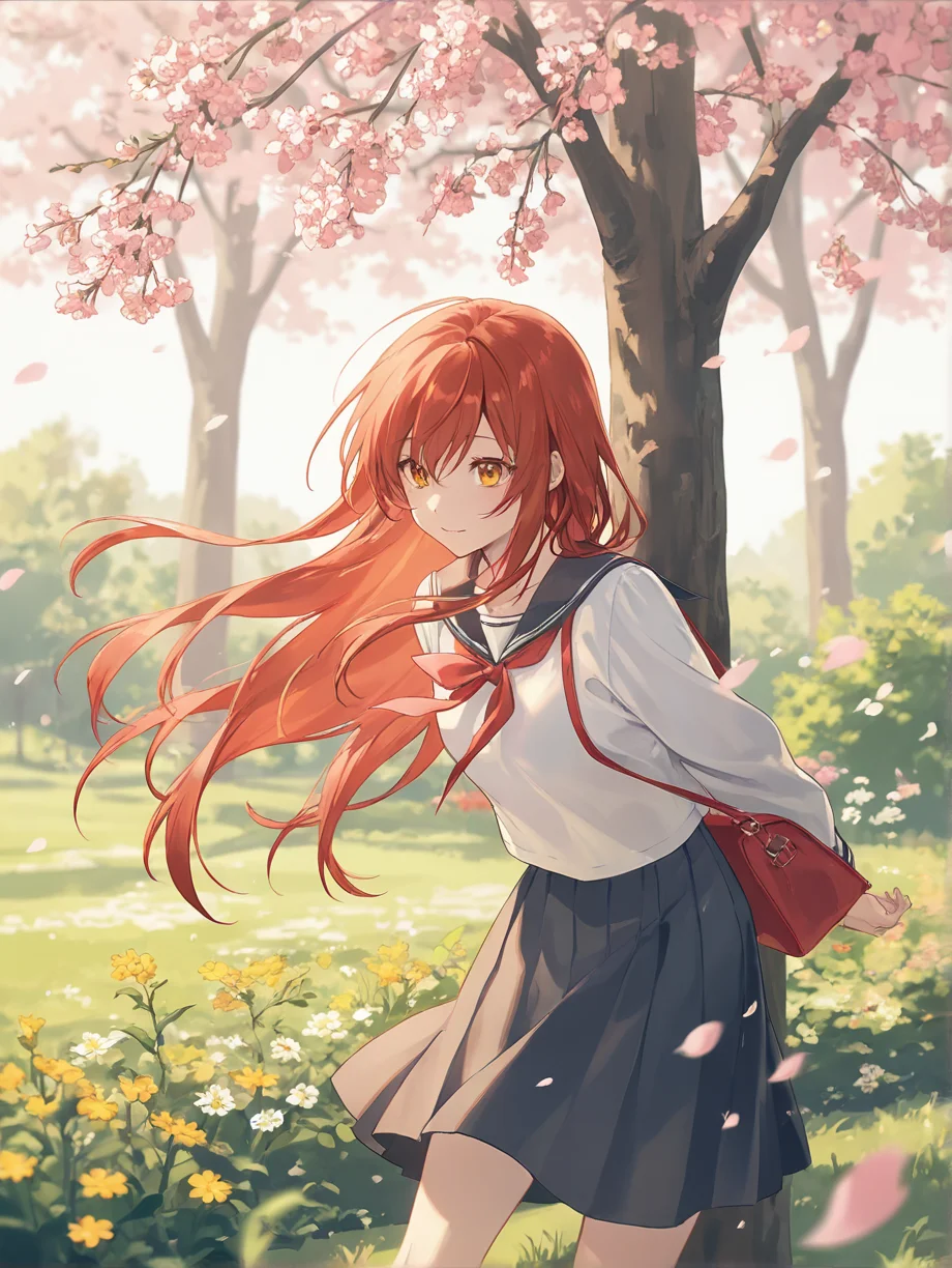 春風の赤毛少女