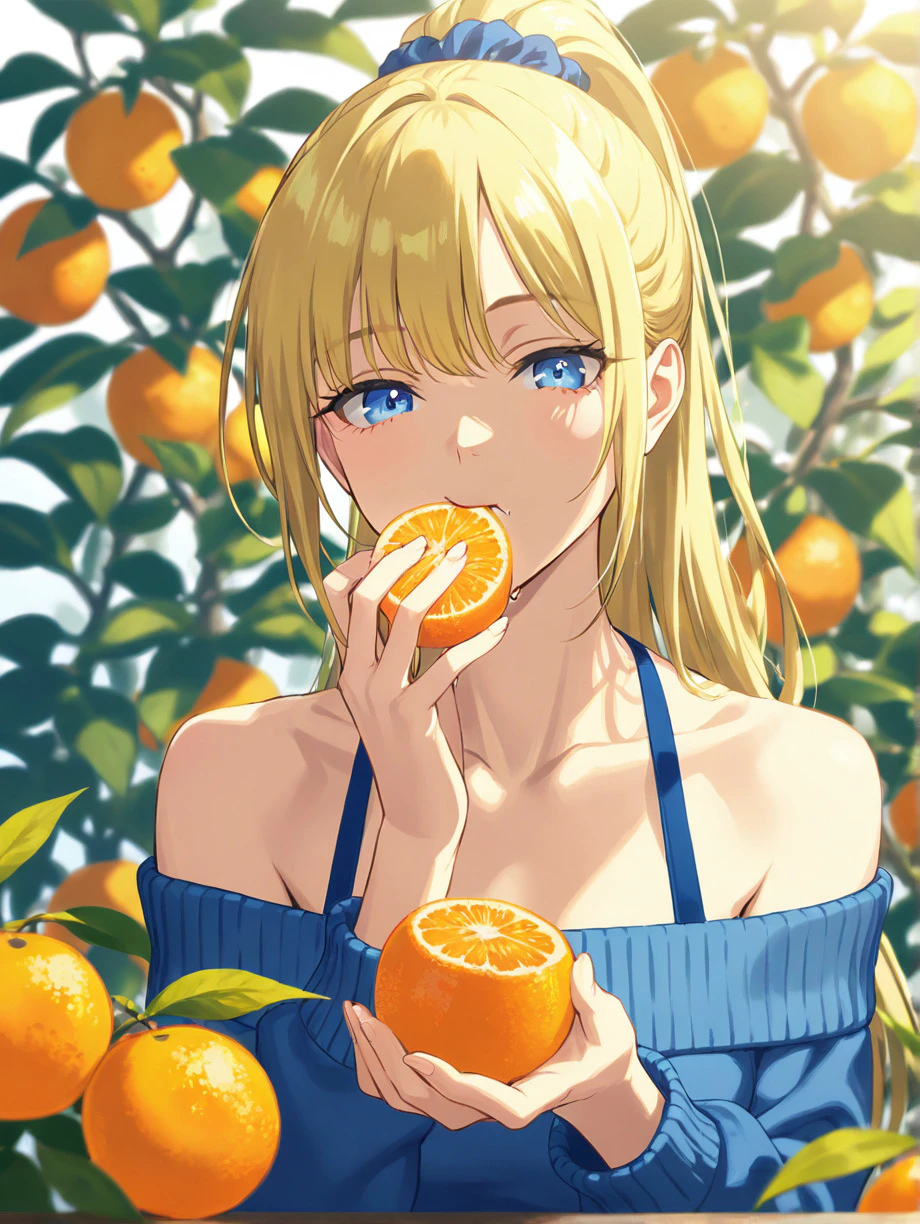 オレンジ畑の少女