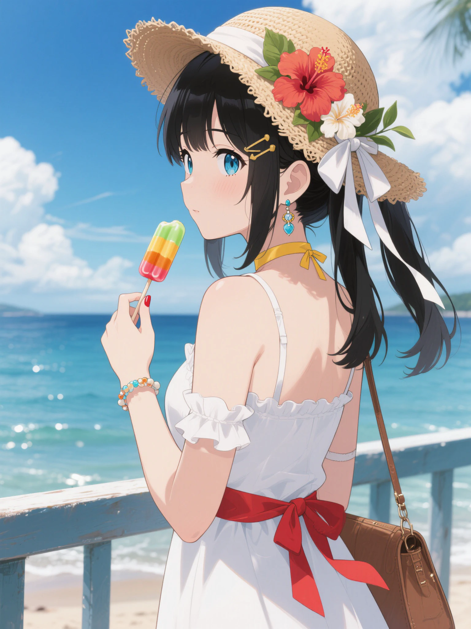 ビーチでアイスキャンディ