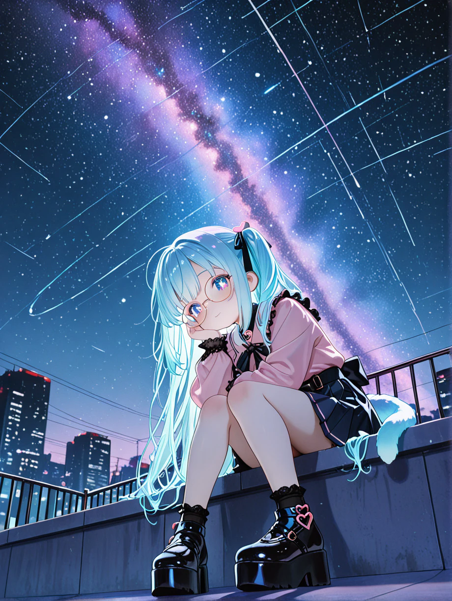星空の夜の屋上