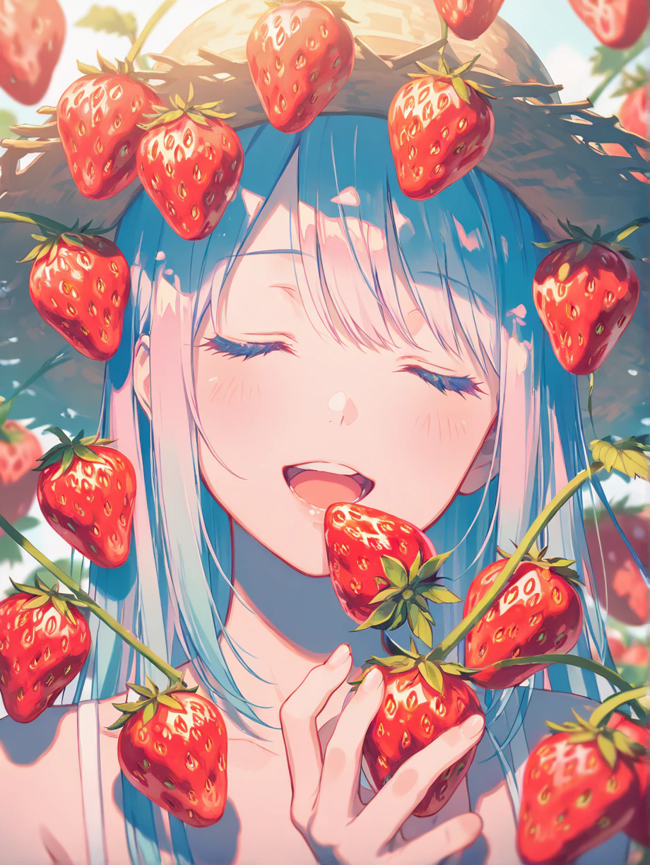 いちご畑の少女