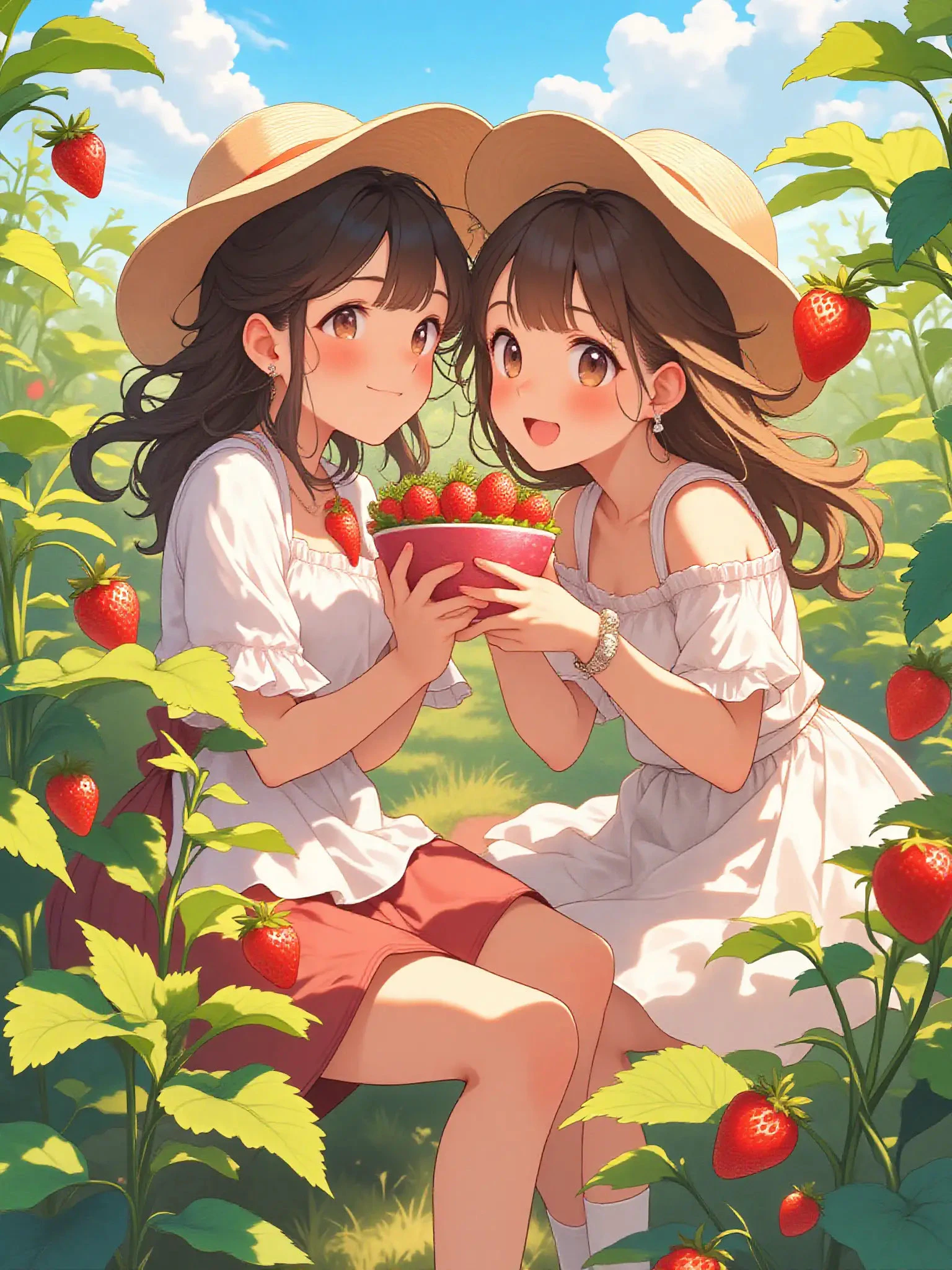 いちご狩りの楽しい時間
