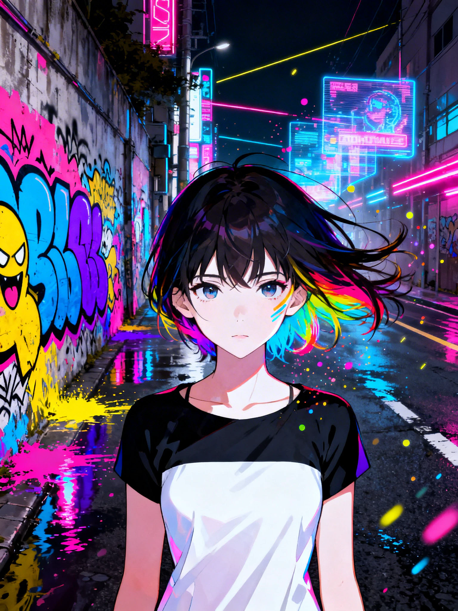 ネオンストリートの少女