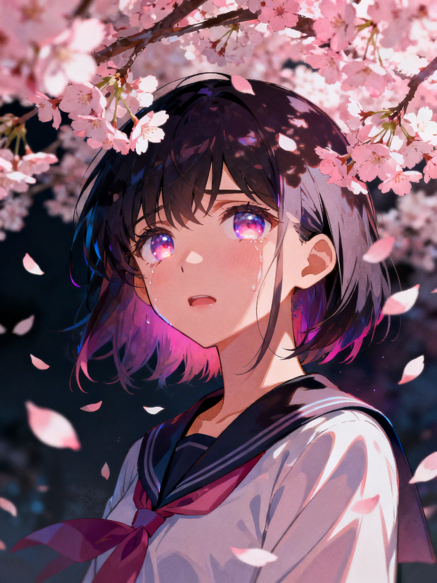 桜の下で