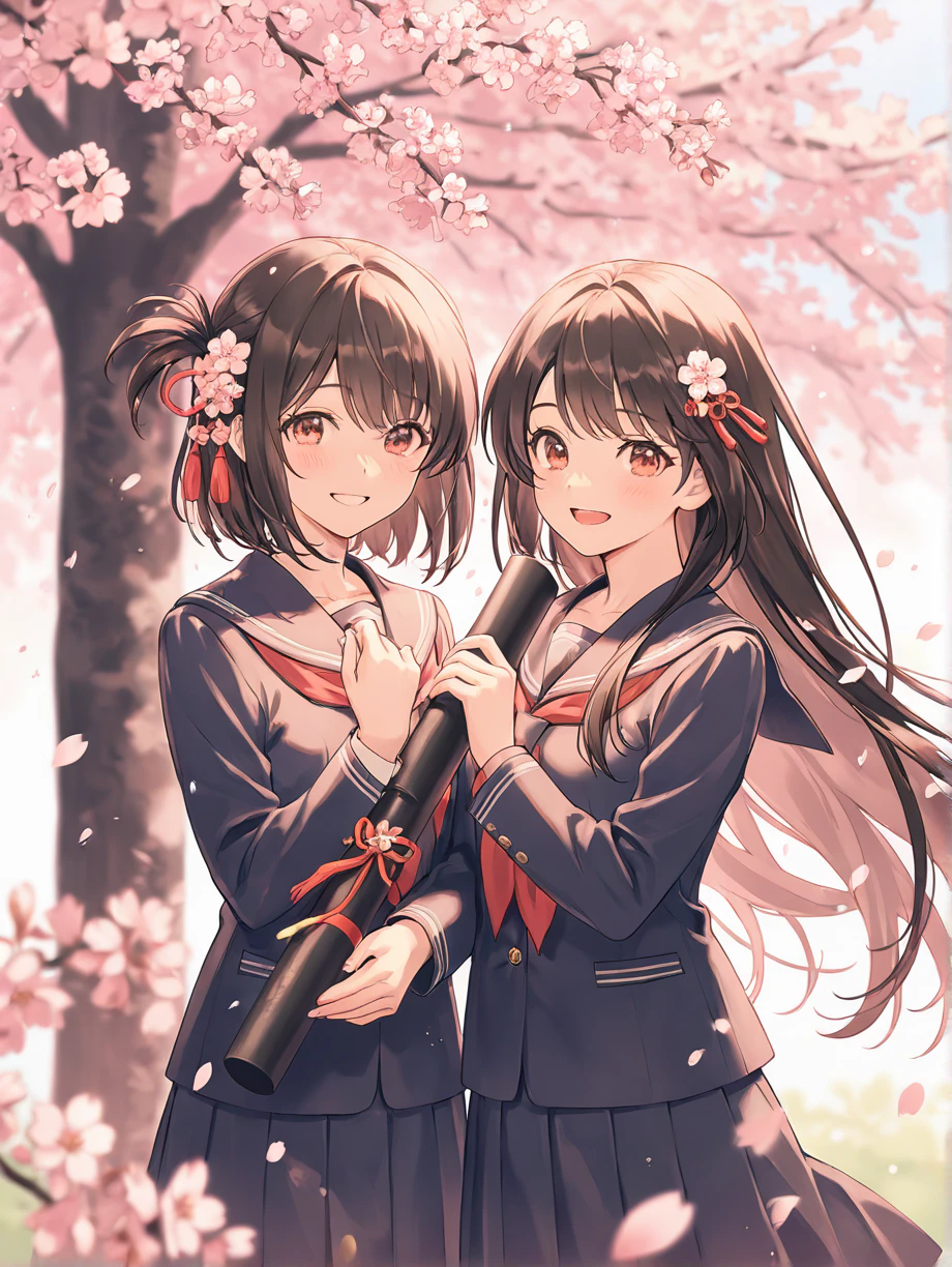 桜の下で笑顔
